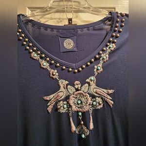 Double D Ranch Midnight Blue Embroidered Top